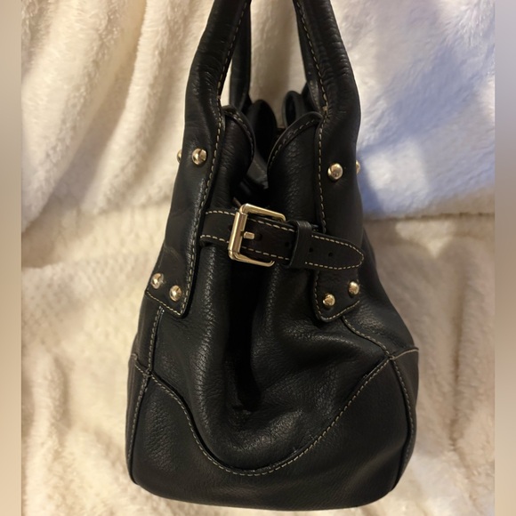 Dooney & Bourke Belvedere Logo Lock Vintage Satchel Bag Black Pebbled Leather - Picture 5 of 16